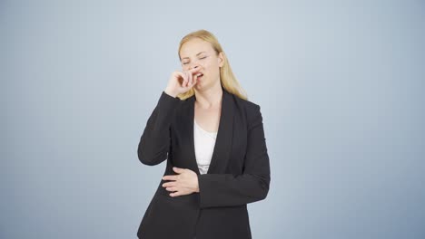 Sneezing-business-woman.